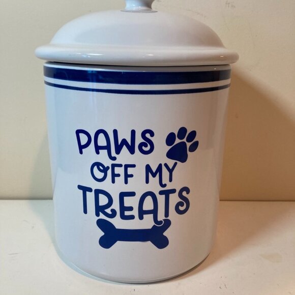 Dog/Cat Large Ceramic Treats Container W/Airtight Lid - Picture 1 of 5